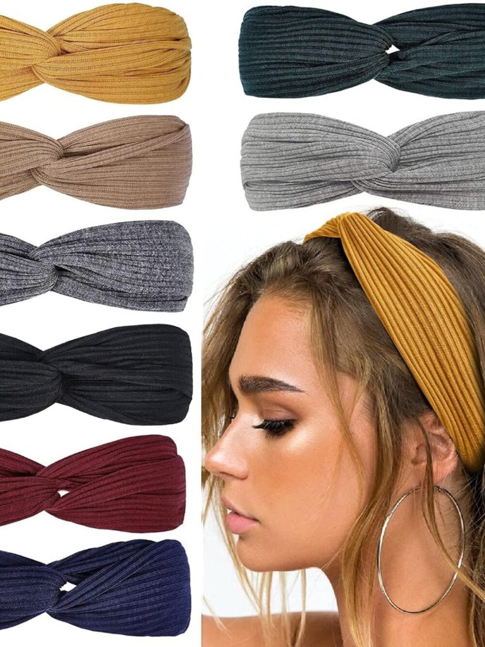 8 PC Headbands for Women Twist Knotted HeadBands Boho Stretchy Hair Bands Lot
